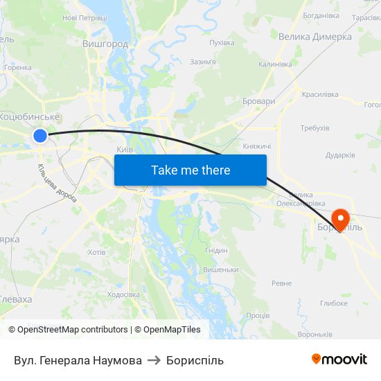 Вул. Генерала Наумова to Бориспіль map