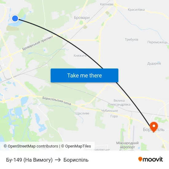 Бу-149 (На Вимогу) to Бориспіль map