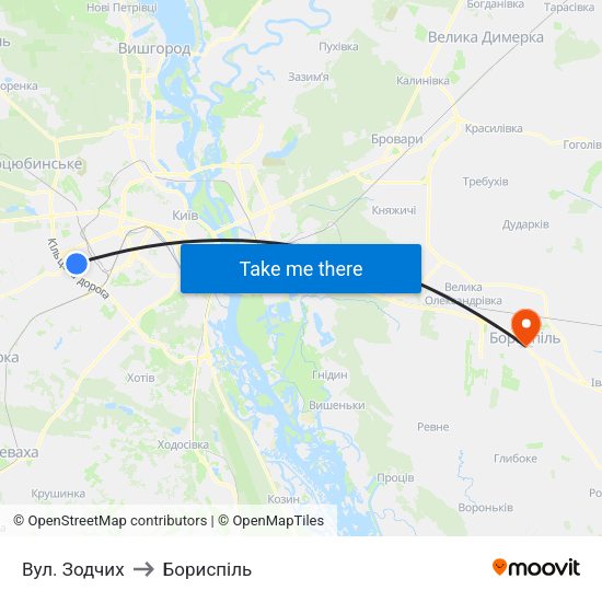 Вул. Зодчих to Бориспіль map