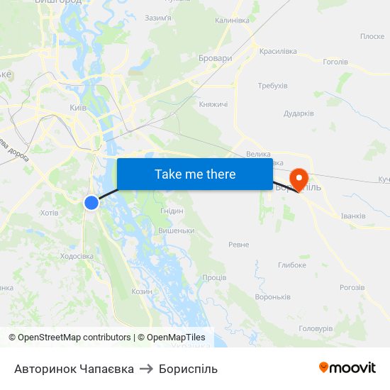Авторинок Чапаєвка to Бориспіль map