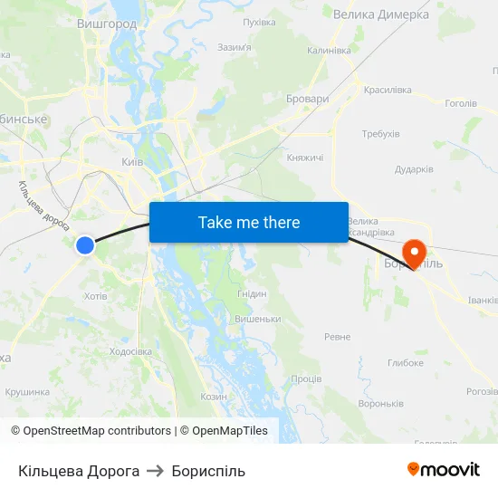 Кільцева Дорога to Бориспіль map