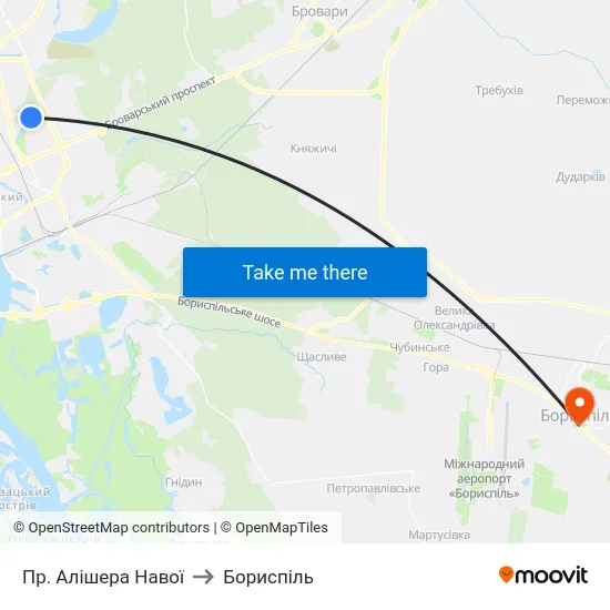 Пр. Алішера Навої to Бориспіль map