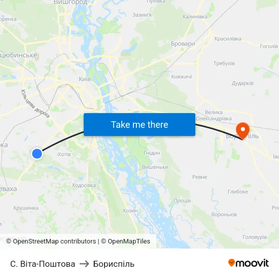 С. Віта-Поштова to Бориспіль map
