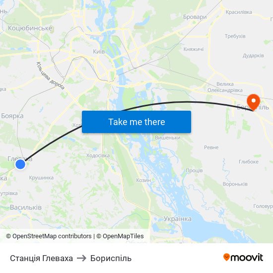 Станція Глеваха to Бориспіль map