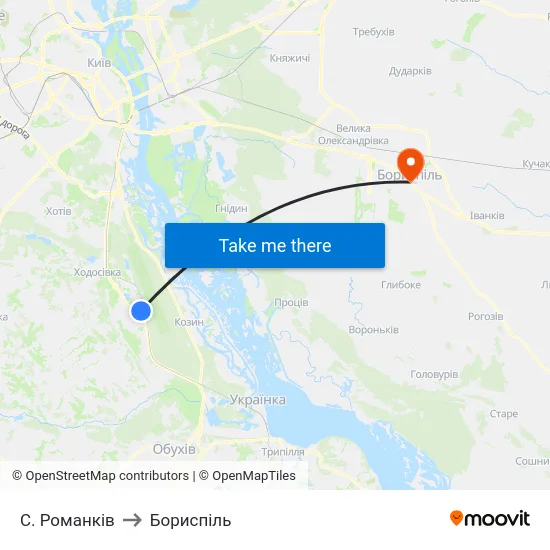 С. Романків to Бориспіль map