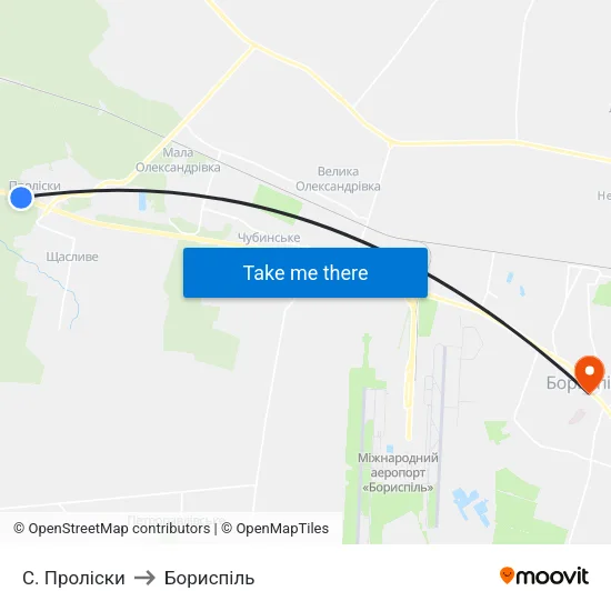 С. Проліски to Бориспіль map