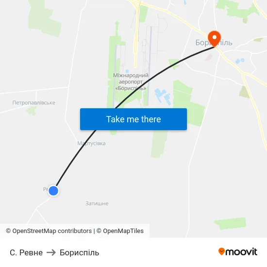 С. Ревне to Бориспіль map