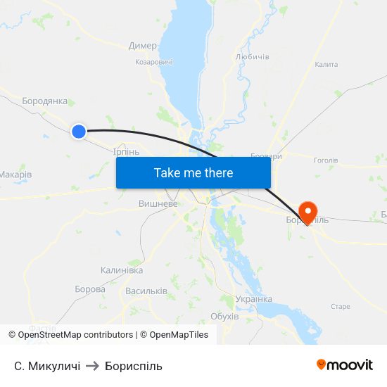 С. Микуличі to Бориспіль map