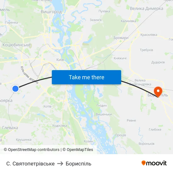 С. Святопетрівське to Бориспіль map