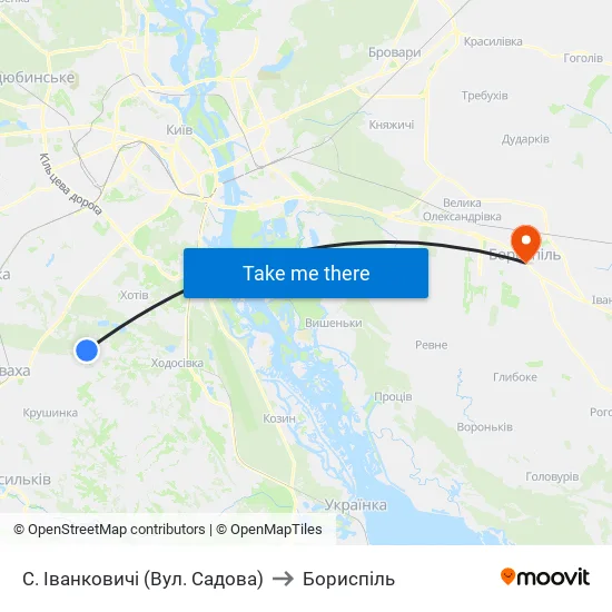 С. Іванковичі (Вул. Садова) to Бориспіль map