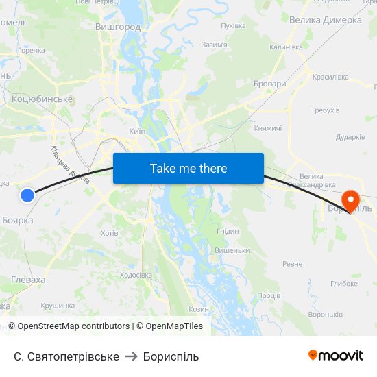 С. Святопетрівське to Бориспіль map