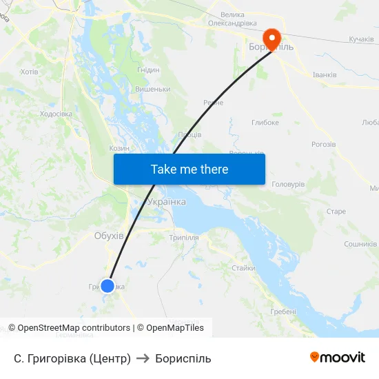 С. Григорівка (Центр) to Бориспіль map