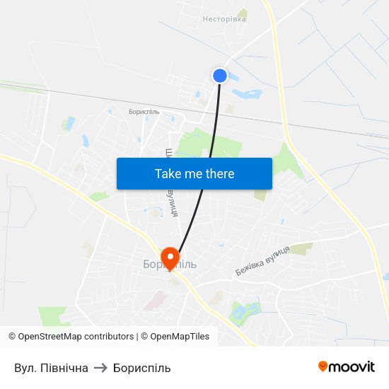 Вул. Північна to Бориспіль map