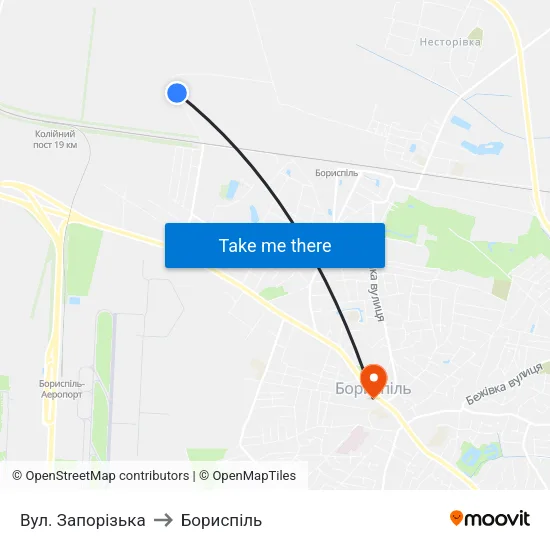 Вул. Запорізька to Бориспіль map