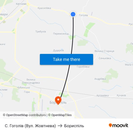 С. Гоголів (Вул. Жовтнева) to Бориспіль map