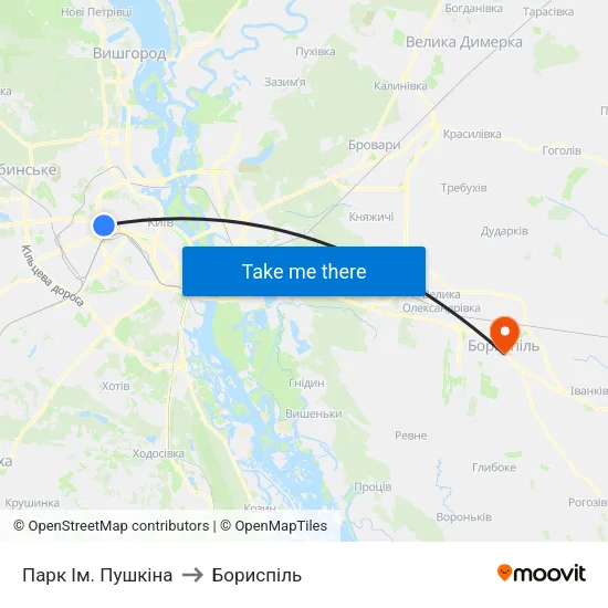 Парк Ім. Пушкіна to Бориспіль map