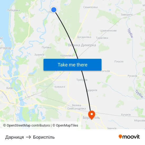 Дарниця to Бориспіль map