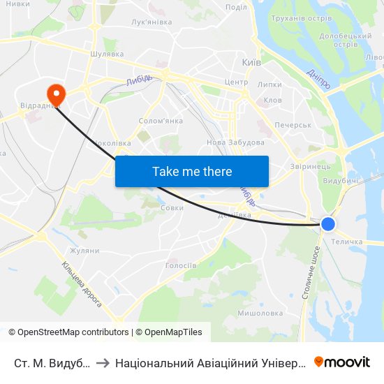 Ст. М. Видубичі to Національний Авіаційний Університет map