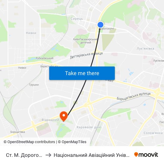 Ст. М. Дорогожичі to Національний Авіаційний Університет map