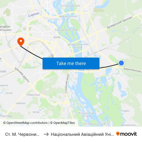 Ст. М. Червоний Хутір to Національний Авіаційний Університет map