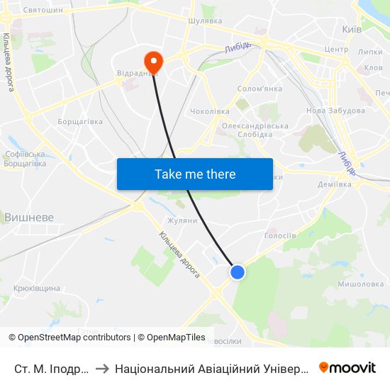 Ст. М. Іподром to Національний Авіаційний Університет map