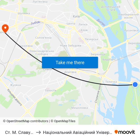 Ст. М. Славутич to Національний Авіаційний Університет map
