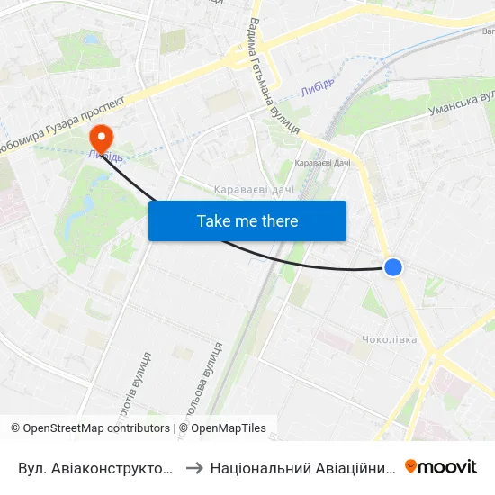 Вул. Авіаконструктора Антонова to Національний Авіаційний Університет map