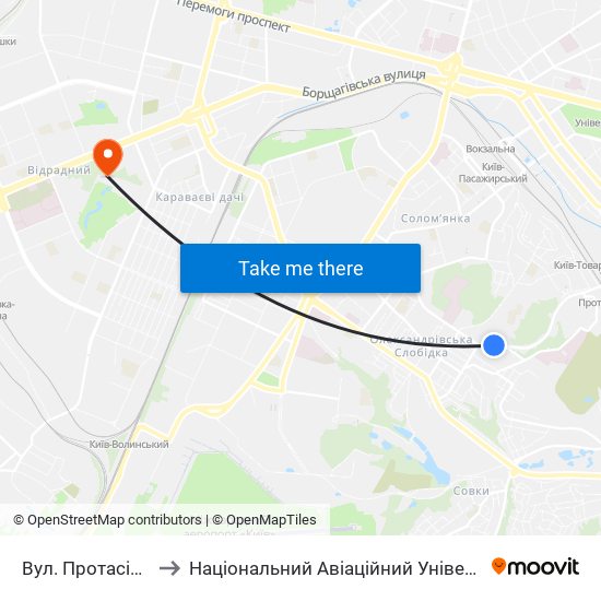 Вул. Протасів Яр to Національний Авіаційний Університет map