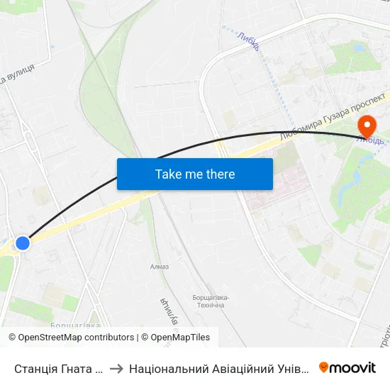 Станція Гната Юри to Національний Авіаційний Університет map