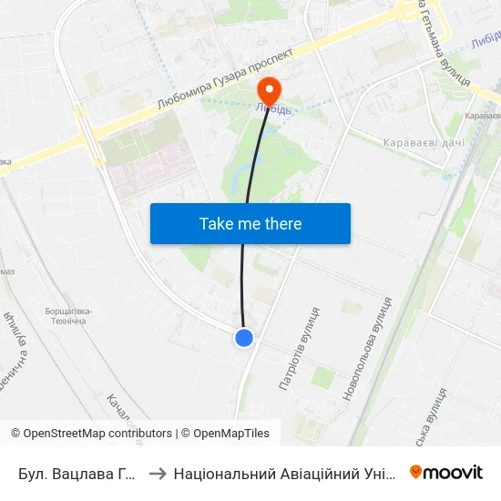 Бул. Вацлава Гавела to Національний Авіаційний Університет map