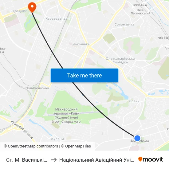 Ст. М. Васильківська to Національний Авіаційний Університет map