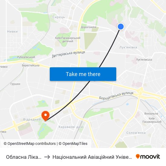 Обласна Лікарня to Національний Авіаційний Університет map