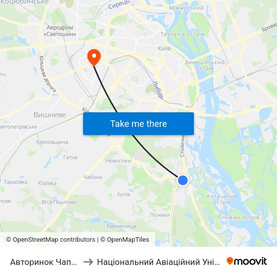 Авторинок Чапаєвка to Національний Авіаційний Університет map