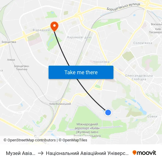 Музей Авіації to Національний Авіаційний Університет map