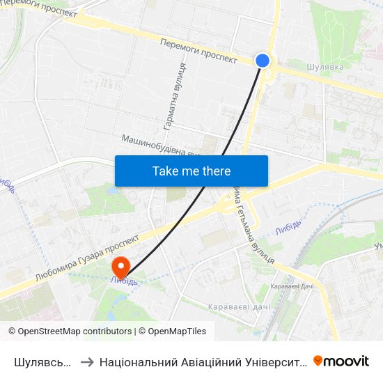 Шулявська to Національний Авіаційний Університет map