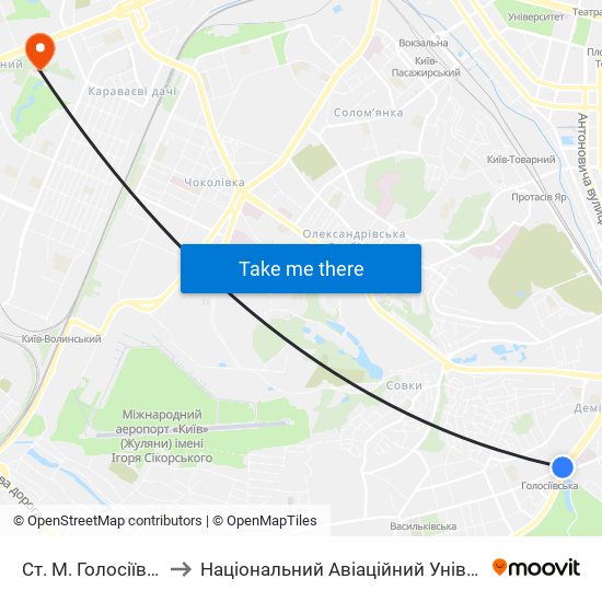 Ст. М. Голосіївська to Національний Авіаційний Університет map