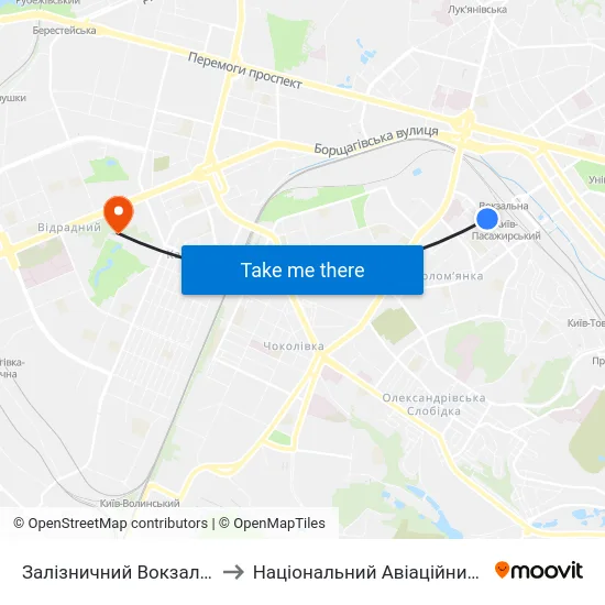 Залізничний Вокзал Південний to Національний Авіаційний Університет map