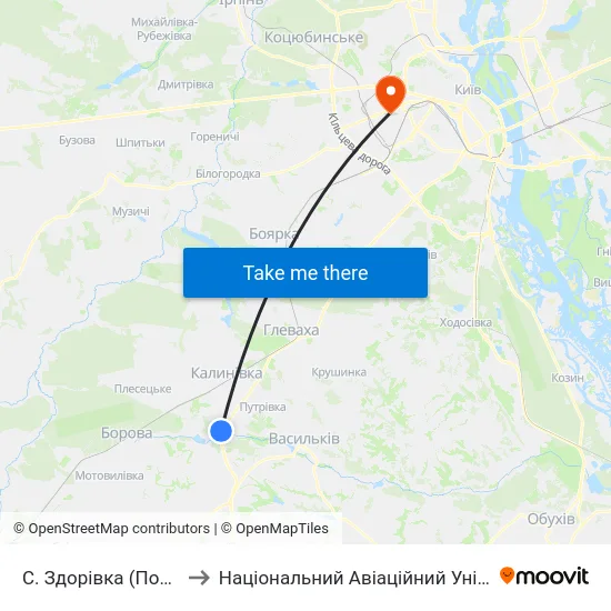 С. Здорівка (Поворот) to Національний Авіаційний Університет map