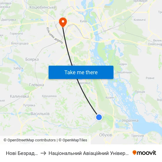 Нові Безрадичі to Національний Авіаційний Університет map