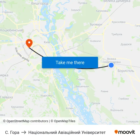 С. Гора to Національний Авіаційний Університет map
