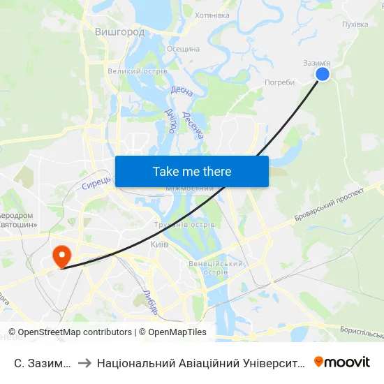 С. Зазим'Я to Національний Авіаційний Університет map