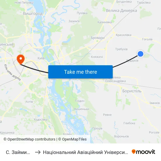 С. Займище to Національний Авіаційний Університет map