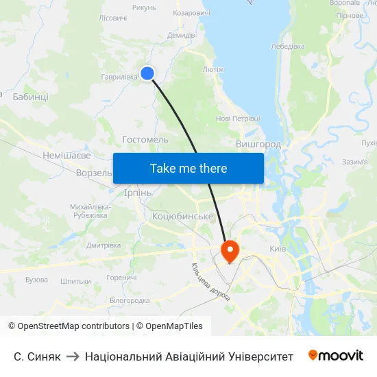 С. Синяк to Національний Авіаційний Університет map