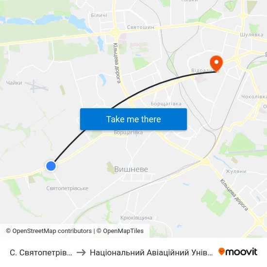 С. Святопетрівське to Національний Авіаційний Університет map