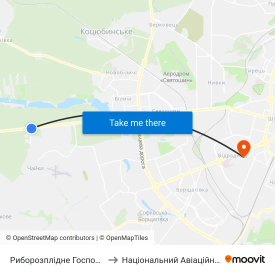 Риборозплідне Господарство Нивка to Національний Авіаційний Університет map