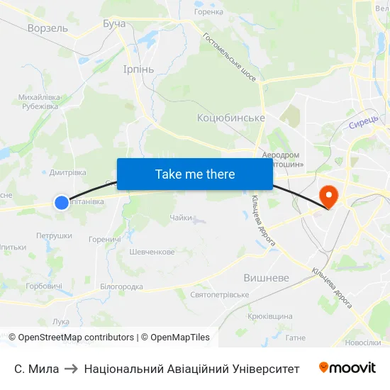 С. Мила to Національний Авіаційний Університет map
