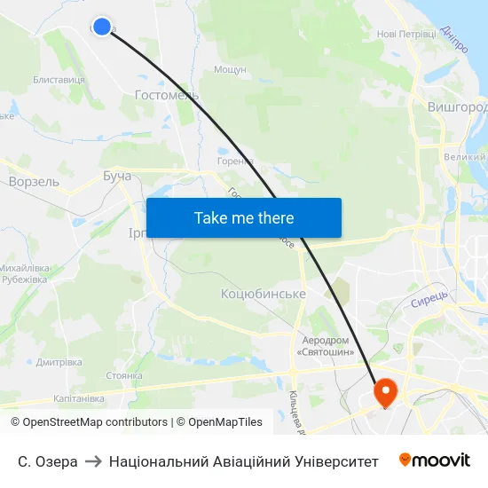 С. Озера to Національний Авіаційний Університет map