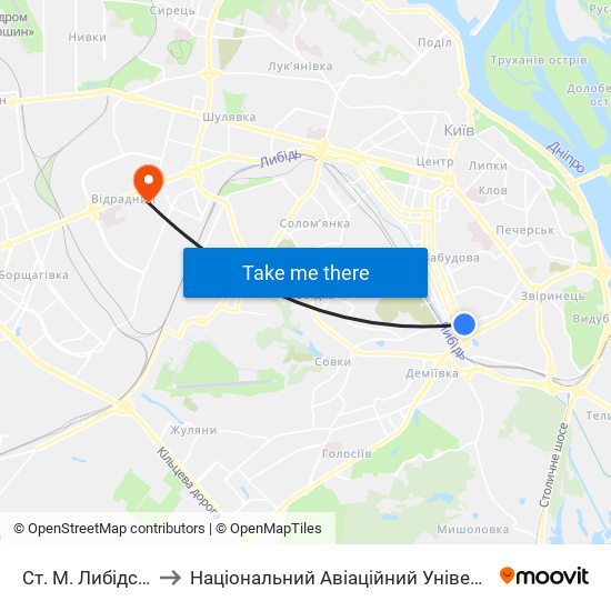 Ст. М. Либідська to Національний Авіаційний Університет map