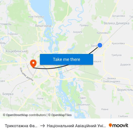 Трикотажна Фабрика to Національний Авіаційний Університет map