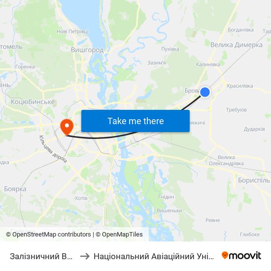 Залізничний Вокзал to Національний Авіаційний Університет map